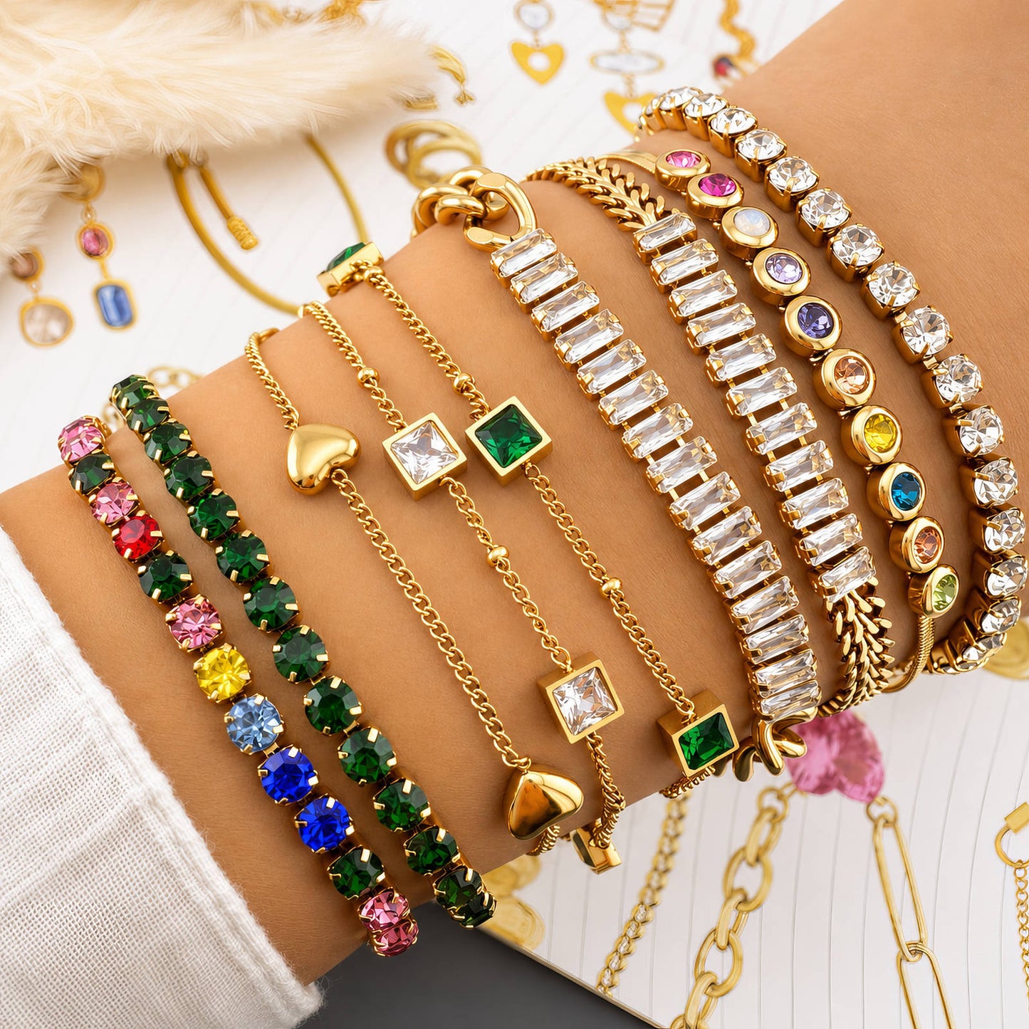 Radiant Gem Herringbone Bracelet