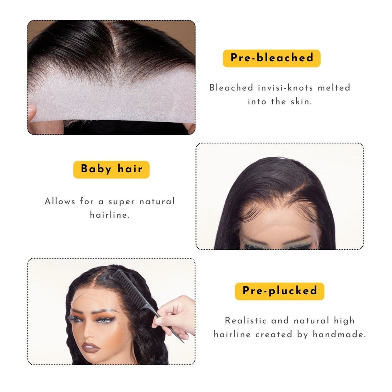 XBL Hair Body Wave Lace Frontal Wig 13x4/13x6 HD Full Frontal Bleached Knots Wig Pre-plucked 100% Human Hair Wig