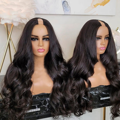 XBL Hair 250% High Density Glueless U Part Wig Body Wave Human Hair Wigs