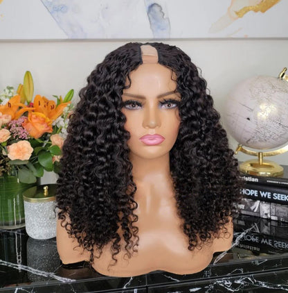XBL Hair 250% Density Glueless Deep Wave U Part Wig Human Hair Virgin Hair Can Be Dyed