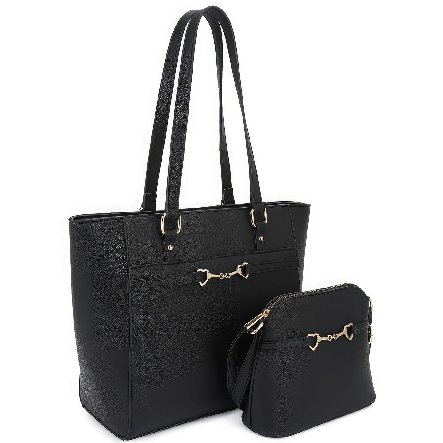 2in1 Smooth Matching Shoulder Tote Bag With Crossbody Set image 1