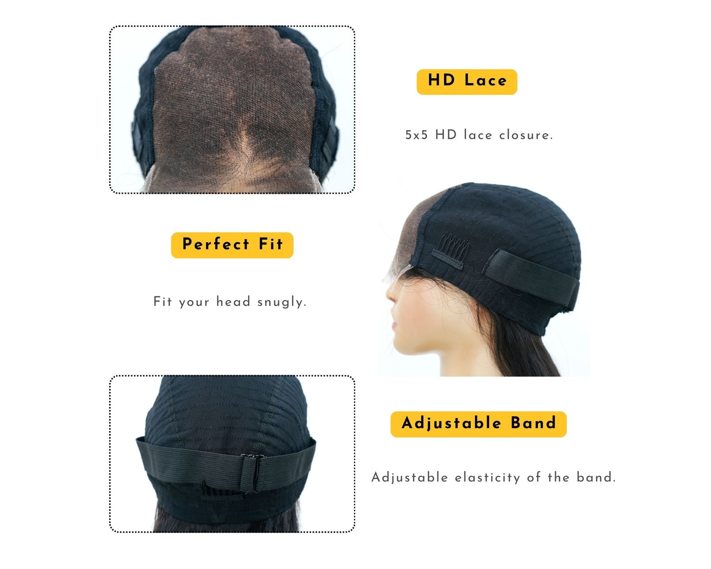 XBL Hair High Density 4x4/5x5/6x6 HD Lace Bleached Knots Closure Wig Body Wave 100% Virgin Human Hair