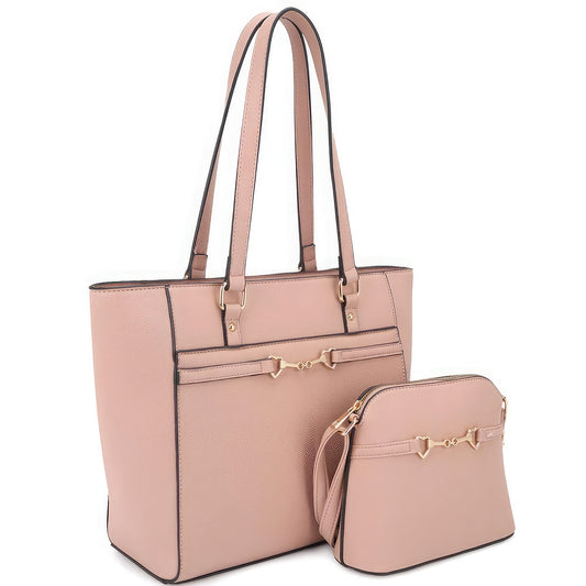 2in1 Smooth Matching Shoulder Tote Bag With Crossbody Set image 0