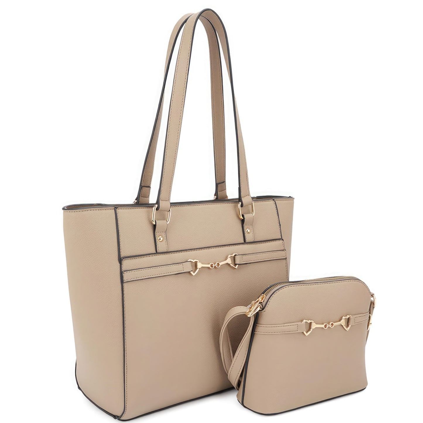 2in1 Smooth Matching Shoulder Tote Bag With Crossbody Set image 2