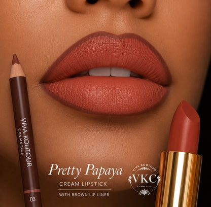 Pretty Papaya Cream Lipstick – Hydrating Nude Brown