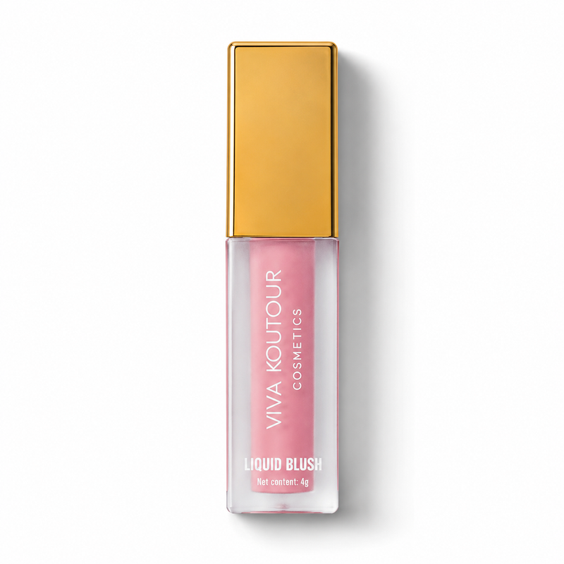 Viva Koutour Cosmetics liquid blush with gold cap on a white background