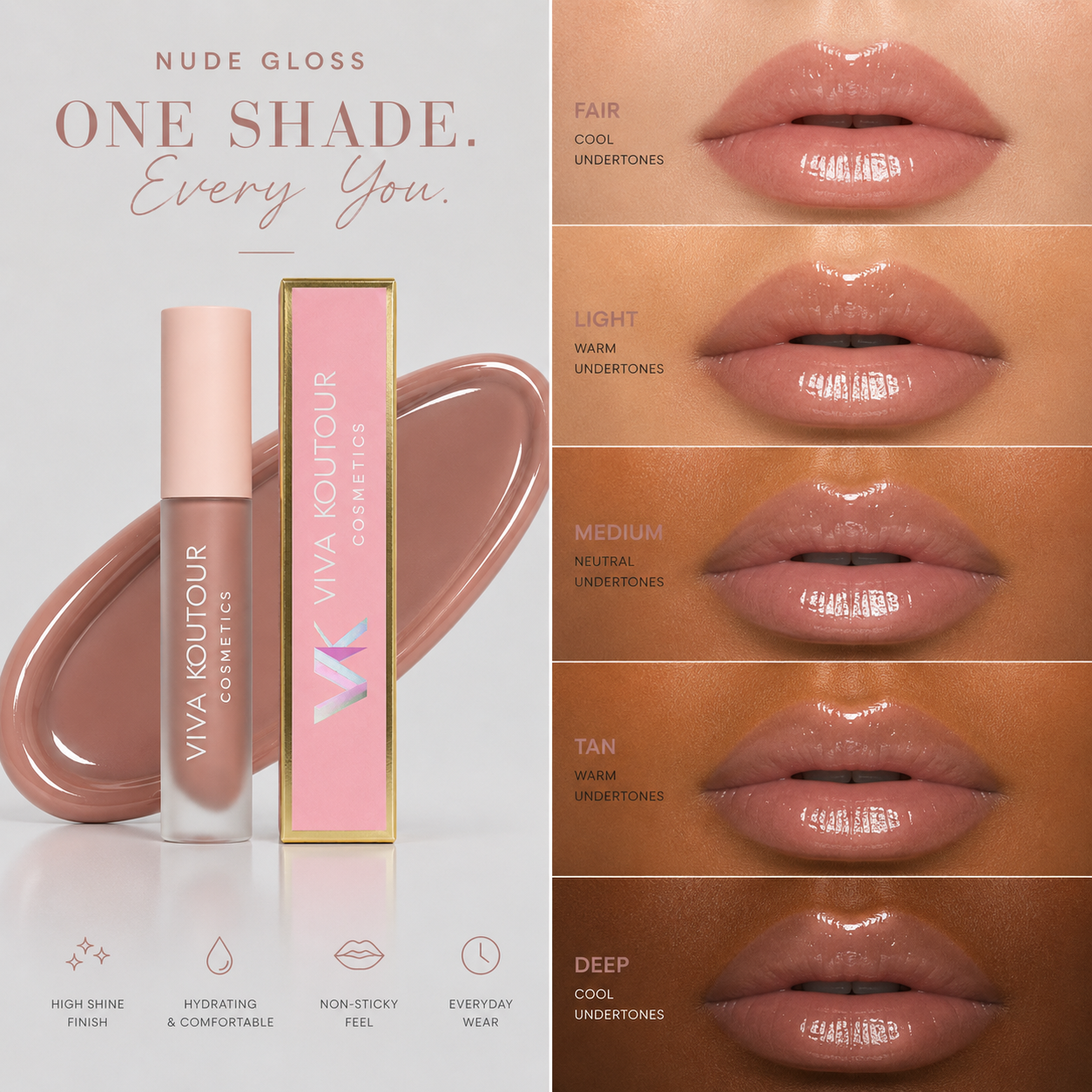 Bombshell Me Nude Lip Gloss – Universal Shade for All Skin Tones