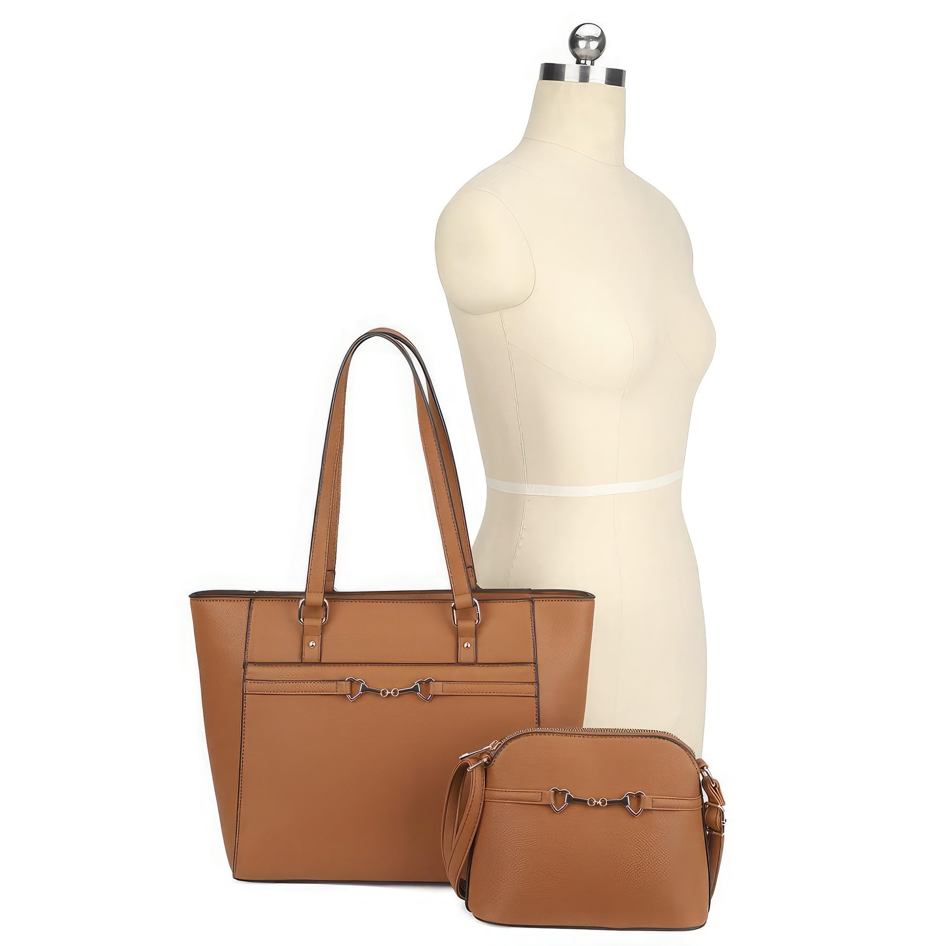 2in1 Smooth Matching Shoulder Tote Bag With Crossbody Set image 4