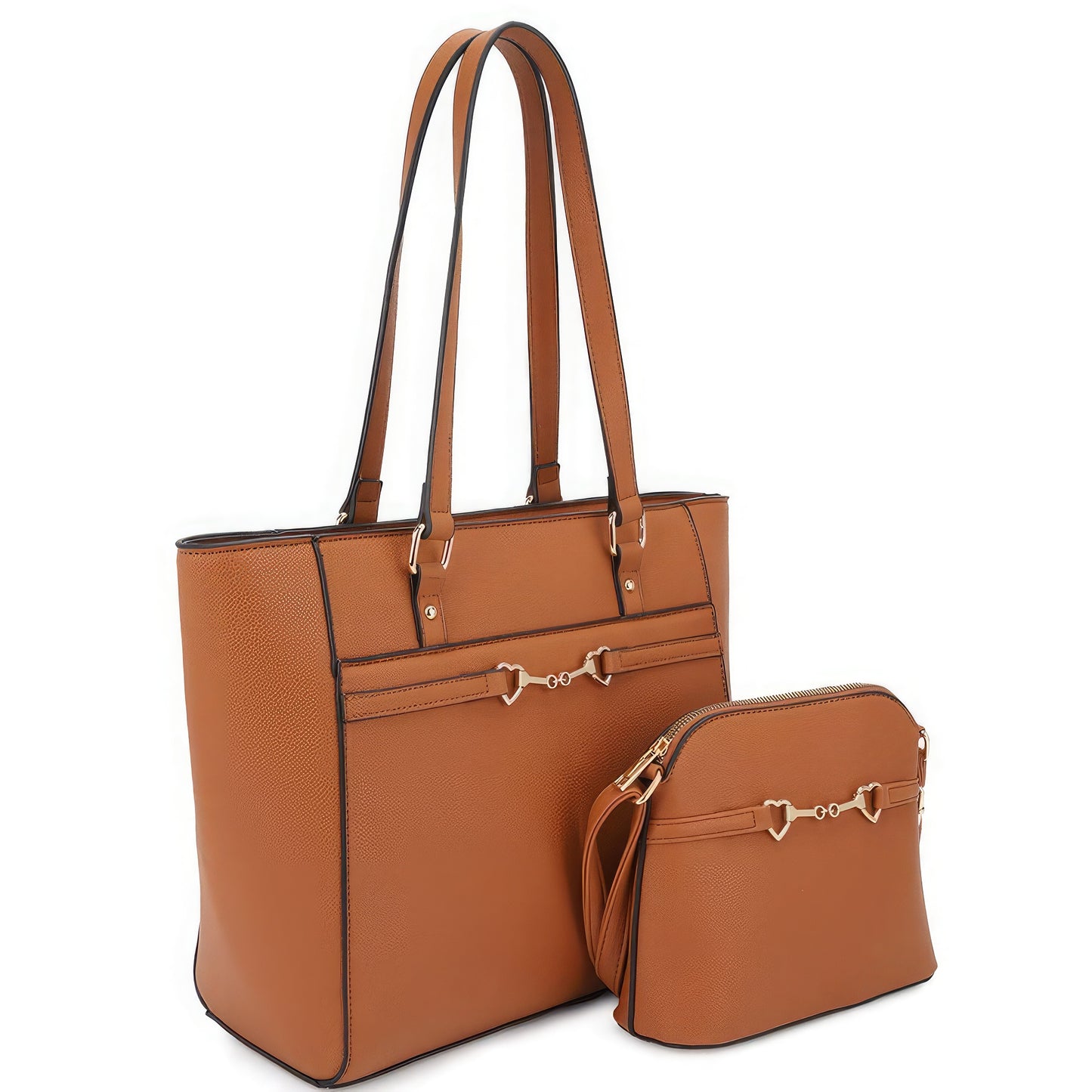 2in1 Smooth Matching Shoulder Tote Bag With Crossbody Set image 3