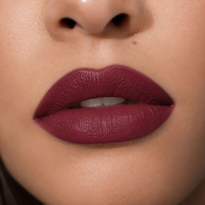 Fate Cream Lipstick – Deep Burgundy High-Shine Vegan Formula