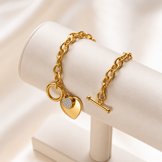 Golden Heart Charm Bracelet ✨