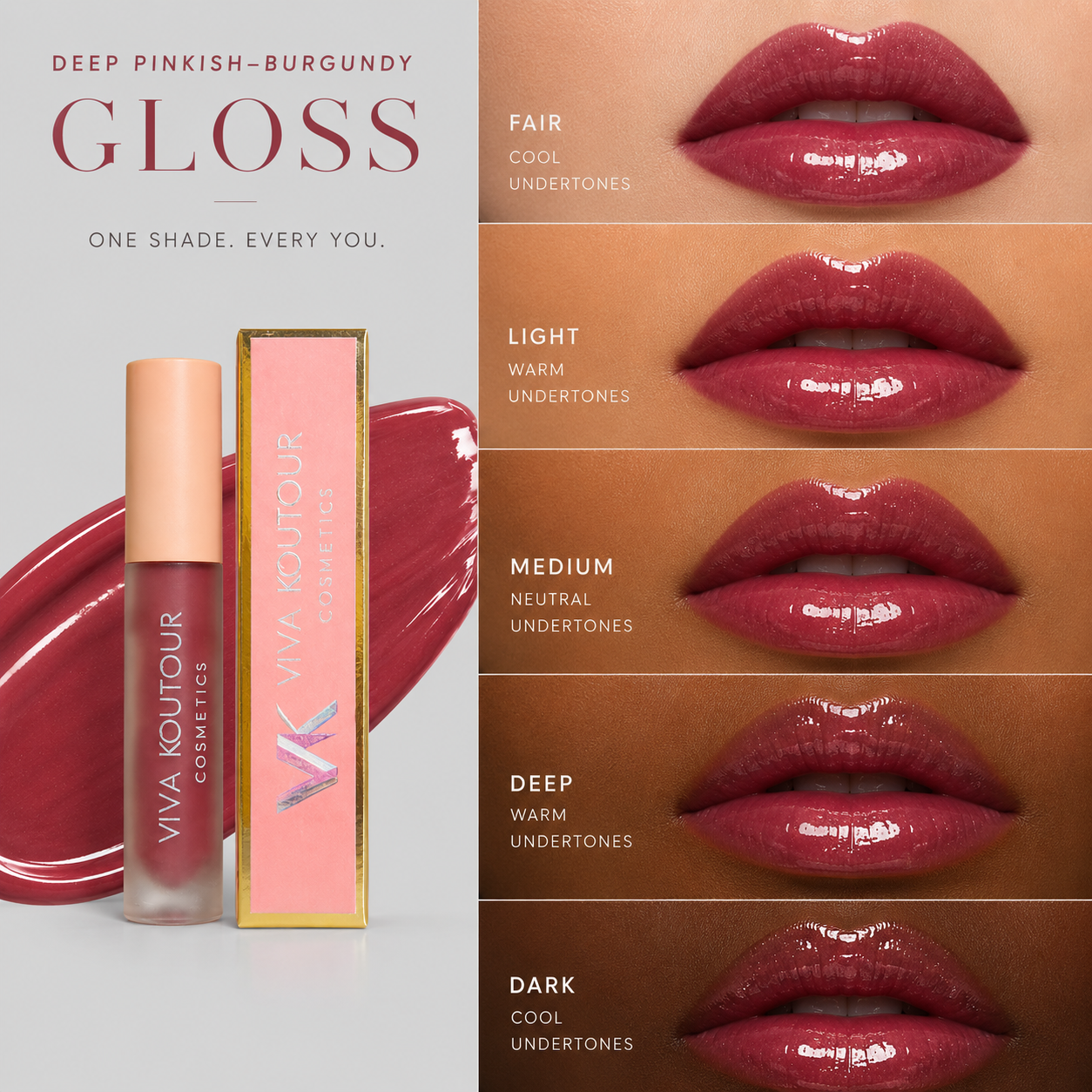 Into Deep Pinkish-Burgundy Lip Gloss with Red Undertones