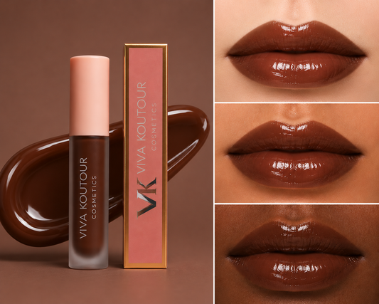 Mocha Kiss Lip Gloss – High-Shine Shimmer, Warm Brown Shade