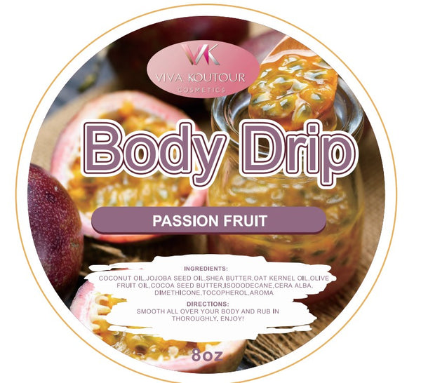 VKC Body Drip Passion Fruit Body Butter jar – deep hydration moisturizer for dry skin by Viva Koutour