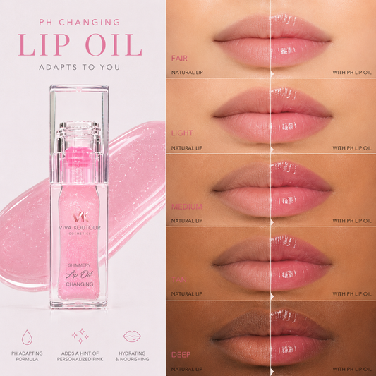 Viva Koutour Cosmetics PH- Lip Changing Oil Brillo de labios hidratante con ácido hialurónico, color chicle