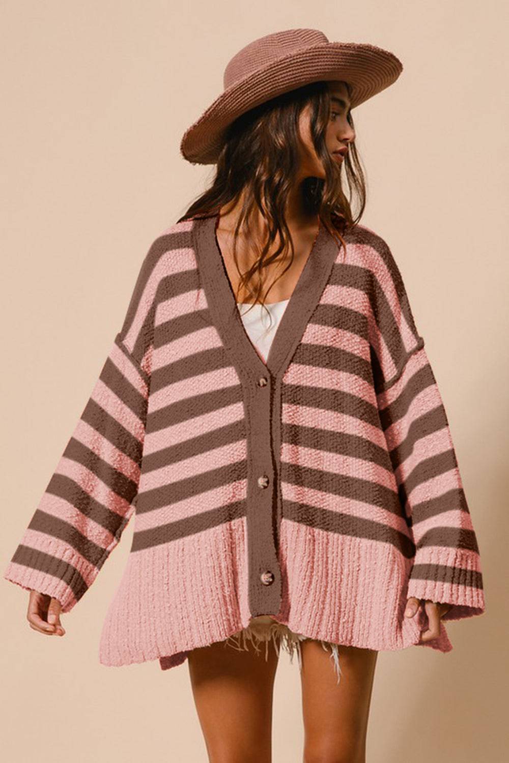 Striped Button Up Cardigan